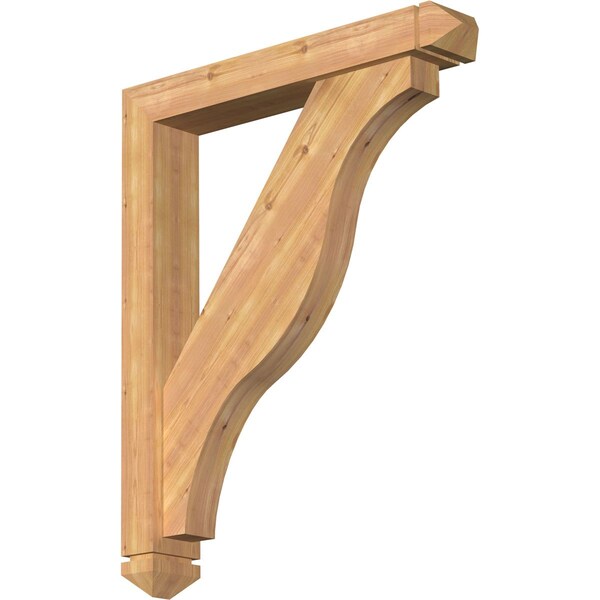 Ekena Millwork Funston Arts and Crafts Smooth Bracket w/ Offset Brace, Western Red Cedar, 5 1/2"W x 34"D x 42"H BKT0604X34X42FST03SWR - main